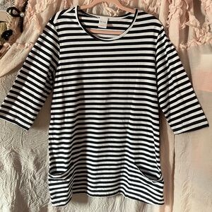 Blair Black and White Striped top/dress. Size Lg